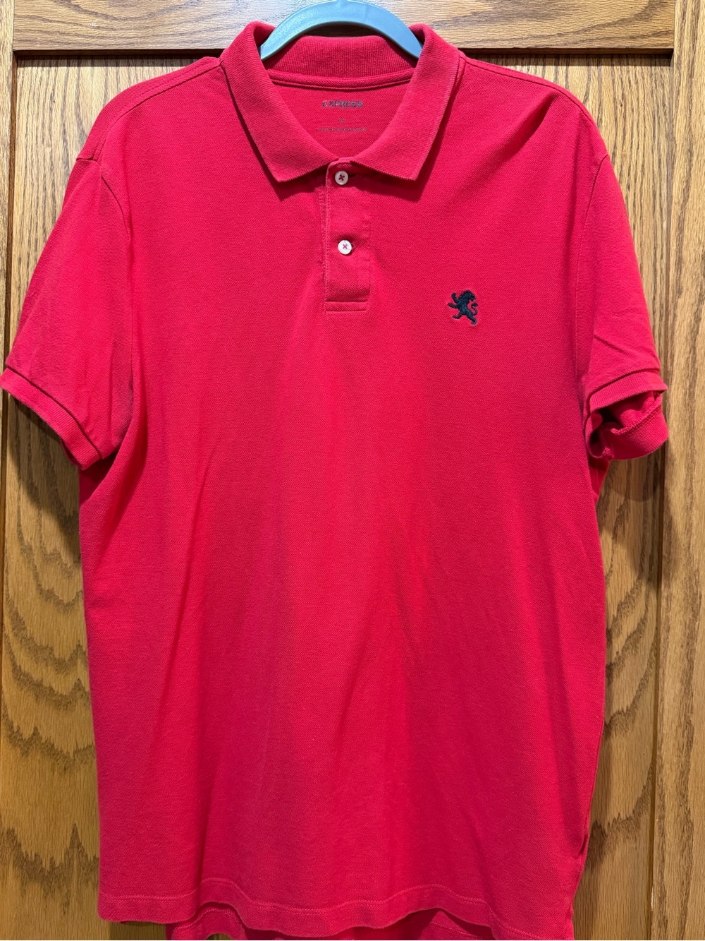 Express Red Polo with Navy Lion Embroidery